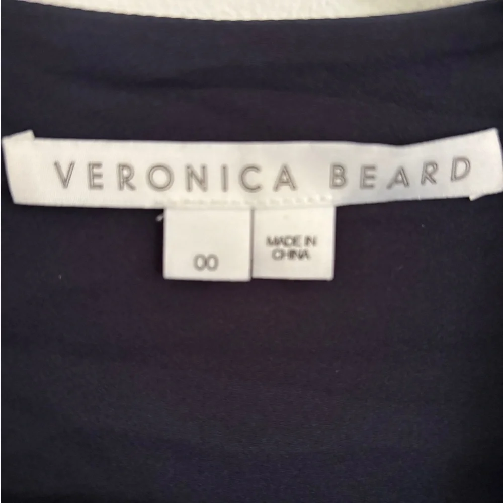 VERONICA BEARD CAMERI SILK RUCHED DRESS NAVY BLUE Size 00 XS Party Fall Wedding - Picture 8 of 12